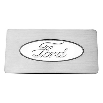 ACC® - Brushed Glove Box Trim Plate with White Ford Logo