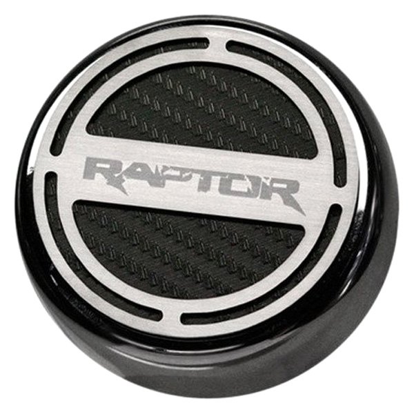 American Car Craft® - Chrome Black Carbon Fiber Cap Cover Set with Raptor Logo