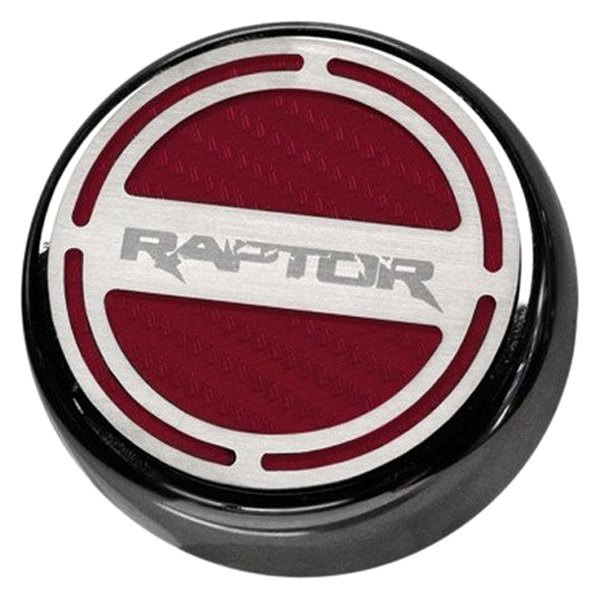 American Car Craft® - Chrome Red Carbon Fiber Cap Cover Set with Raptor Logo