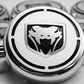 ACC® - Chrome Cap Cover Set with Black Carbon Fiber Fangs Logo