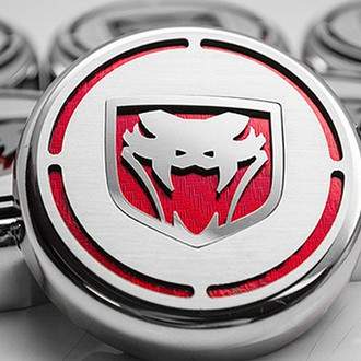 ACC® - Chrome Cap Cover Set with Red Carbon Fiber Fangs Logo