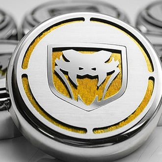 ACC® - Chrome Cap Cover Set with Yellow Carbon Fiber Fangs Logo