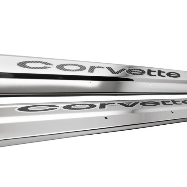American Car Craft® - Polished Door Sills With Corvette Logo