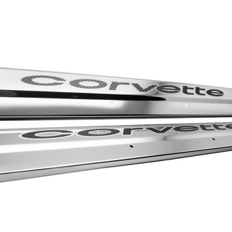 ACC® - Polished Door Sills with Brushed Black Corvette Logo