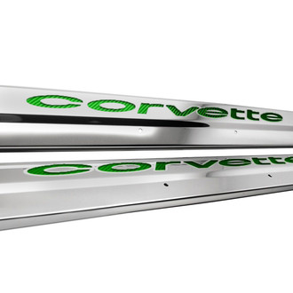 ACC® - Polished Door Sills with Green Corvette Logo