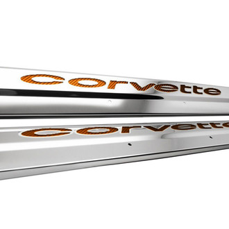 ACC® - Polished Door Sills with Orange Corvette Logo
