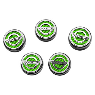ACC® - C4 Style Chrome Green Carbon Fiber Fluid Cap Cover Set with Etched Logo