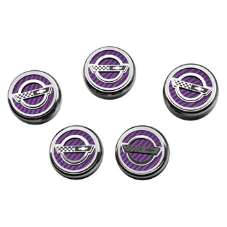 ACC® - C4 Style Chrome Purple Carbon Fiber Fluid Cap Cover Set with Etched Logo