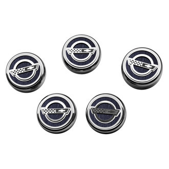 ACC® - C4 Style Chrome Brushed Black Solid Fluid Cap Cover Set with Etched Logo