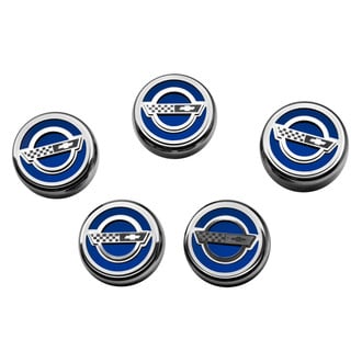 ACC® - C4 Style Chrome Dark Blue Solid Fluid Cap Cover Set with Etched Logo