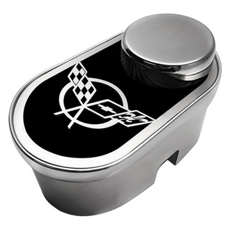ACC® - Polished Master Cylinder Cover with Brushed Black Solid Crossed Flag Emblem