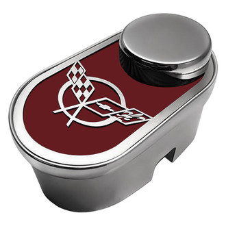 ACC® - Polished Master Cylinder Cover with Garnet Red Solid Crossed Flag Emblem