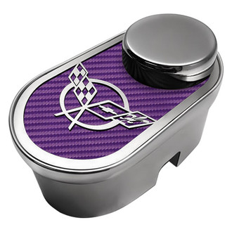 ACC® - Polished Master Cylinder Cover with Purple Carbon Fiber Crossed Flag Emblem