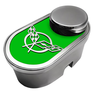 ACC® - Polished Master Cylinder Cover with Synergy Green Solid Crossed Flag Emblem