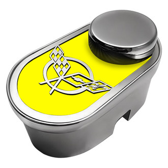 ACC® - Polished Master Cylinder Cover with Yellow Solid Crossed Flag Emblem