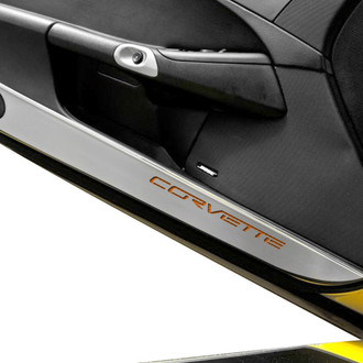 ACC® - GM Licensed Brushed Door Guards with Orange Corvette Logo