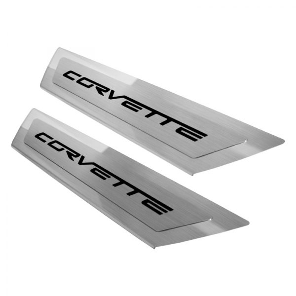 American Car Craft® - Polished Outer Door Sills With Corvette Logo