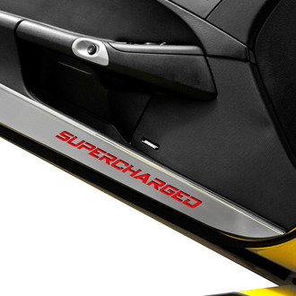 ACC® - GM Licensed Brushed Door Guards with Bright Red Supercharged Logo
