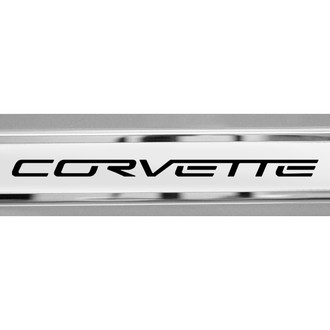 ACC® - Brushed/Polished Inner Door Sills with Black Corvette Logo