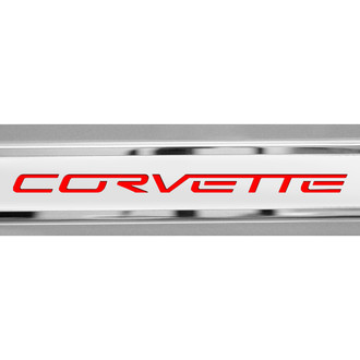 ACC® - Brushed/Polished Inner Door Sills with Bright Red Corvette Logo