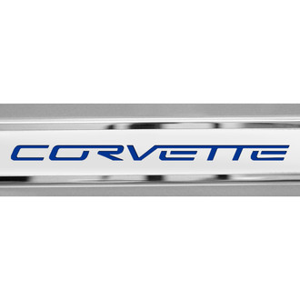 ACC® - Brushed/Polished Inner Door Sills with Dark Blue Corvette Logo