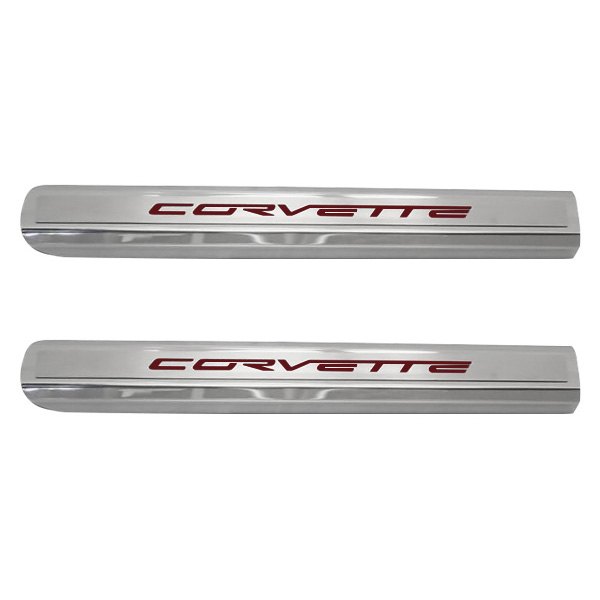 American Car Craft® - Brushed/Polished Inner Door Sills With Corvette Logo
