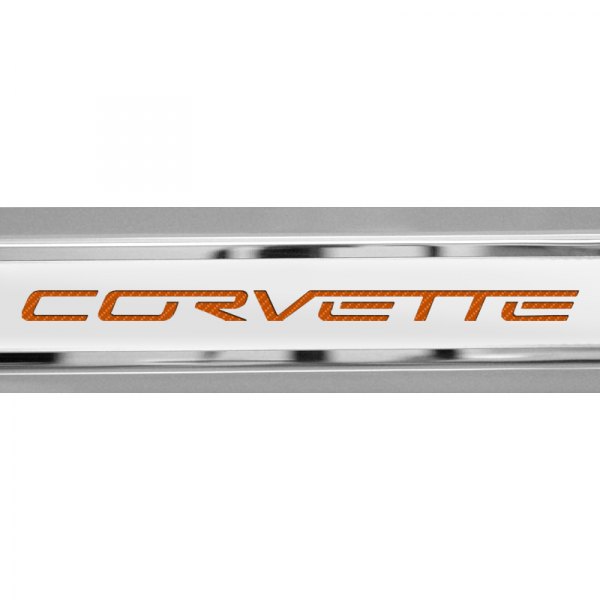 American Car Craft® - Brushed/Polished Inner Door Sills With Corvette Logo