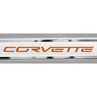 ACC® - Brushed/Polished Inner Door Sills with Orange Corvette Logo