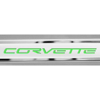 ACC® - Brushed/Polished Inner Door Sills with Synergy Green Corvette Logo