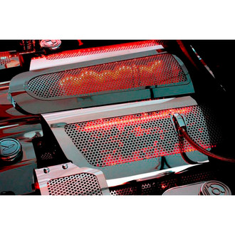 ACC® - Replacement Style Perforated Red Illuminated Polished Fuel Rail Covers with Cap Covers