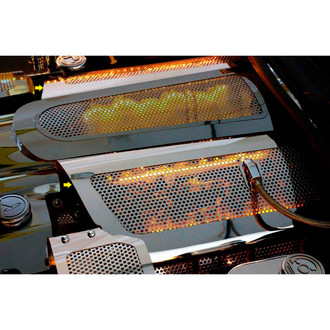 ACC® - Replacement Style Perforated Yellow Illuminated Polished Fuel Rail Covers with Cap Covers