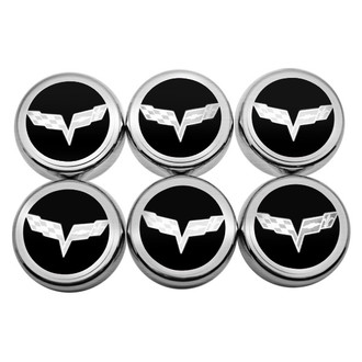 ACC® - Executive Series Chrome Brushed Black Solid Fluid Cap Cover Set with Crossed Flags Logo