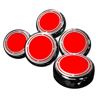 ACC® - Slotted Style Chrome Bright Red Solid Cap Cover Set