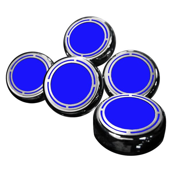 American Car Craft® - Slotted Style Chrome Dark Blue Solid Cap Cover Set