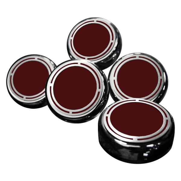 American Car Craft® - Slotted Style Chrome Garnet Red Solid Cap Cover Set