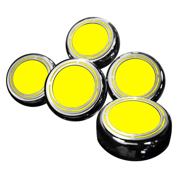 American Car Craft® - Slotted Style Chrome Yellow Solid Cap Cover Set