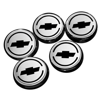 ACC® - Chrome Cap Cover Set with Brushed Black Solid Chevy Bowtie Logo