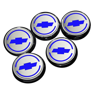 ACC® - Chrome Cap Cover Set with Dark Blue Solid Chevy Bowtie Logo