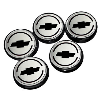 ACC® - Chrome Cap Cover Set with Black Solid Chevy Bowtie Logo