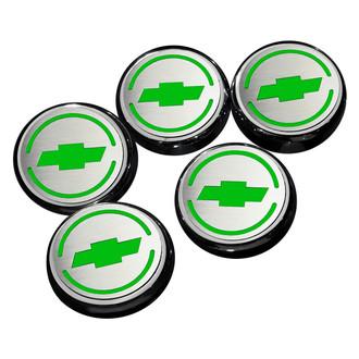 ACC® - Chrome Cap Cover Set with Synergy Green Solid Chevy Bowtie Logo