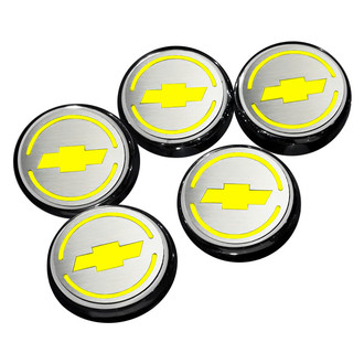 ACC® - Chrome Cap Cover Set with Yellow Solid Chevy Bowtie Logo