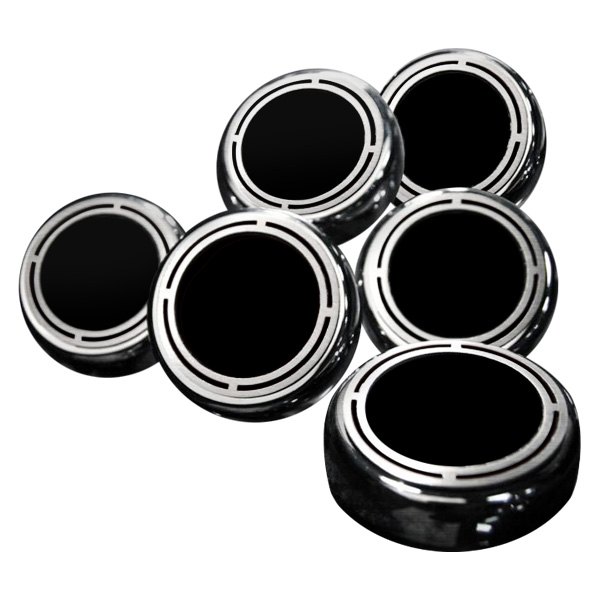 American Car Craft® - Slotted Style Chrome Brushed Black Solid Cap Cover Set