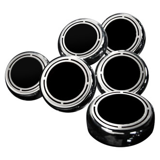 ACC® - Slotted Style Chrome Brushed Black Solid Cap Cover Set
