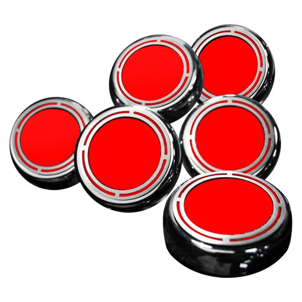 American Car Craft® - Slotted Style Chrome Bright Red Solid Cap Cover Set
