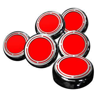 ACC® - Slotted Style Chrome Bright Red Solid Cap Cover Set