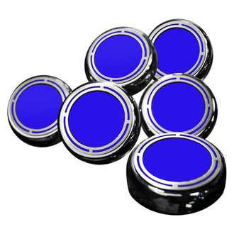 ACC® - Slotted Style Chrome Dark Blue Solid Cap Cover Set