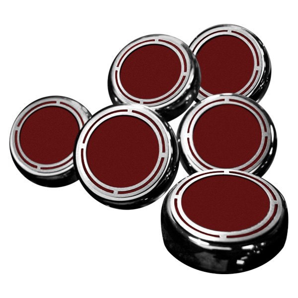 American Car Craft® - Slotted Style Chrome Garnet Red Solid Cap Cover Set
