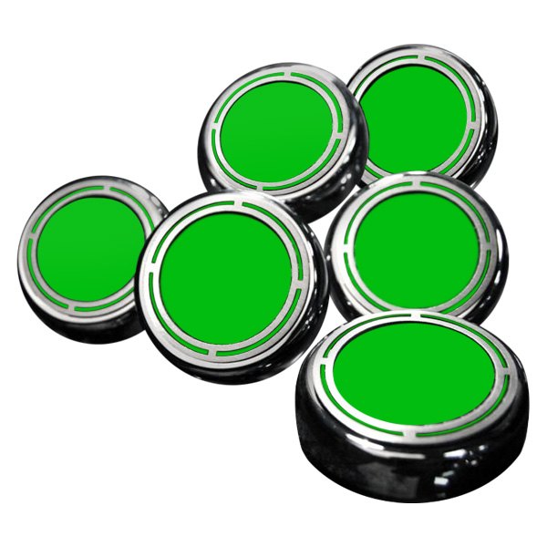 American Car Craft® - Slotted Style Chrome Synergy Green Solid Cap Cover Set