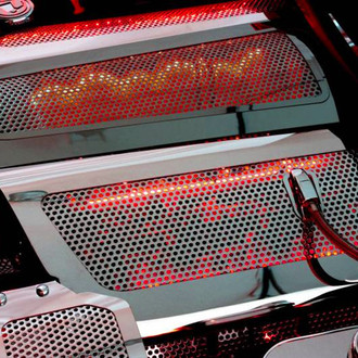 ACC® - Replacement Style Perforated Red Illuminated Polished Fuel Rail Covers with Cap Covers