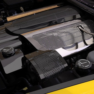 ACC® - Replacement Style Perforated White Illuminated Polished Fuel Rail Covers with Cap Covers
